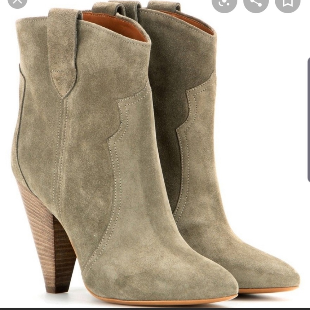 Isabel Marant Roxann Olive Green Suede Boots 38.5